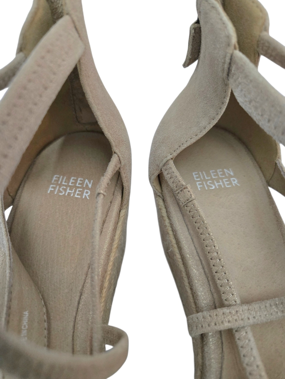 Eileen Fisher Wanda Metallic Suede Espadrille Wedge Sandals - Picture 8 of 15